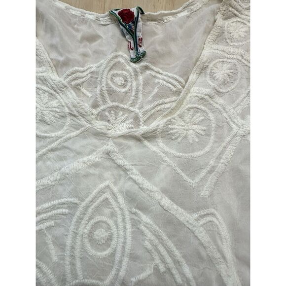 Johnny Was Ivory Tunic Top Blouse Rayon-No Size Tag-measures Like Large- - Picture 2 of 13